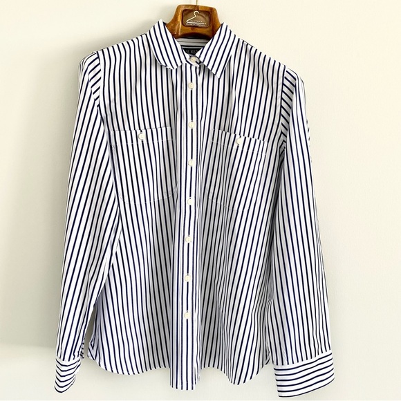 Ralph Lauren Classic Navy and White Striped Women’s Shirt - Picture 1 of 5
